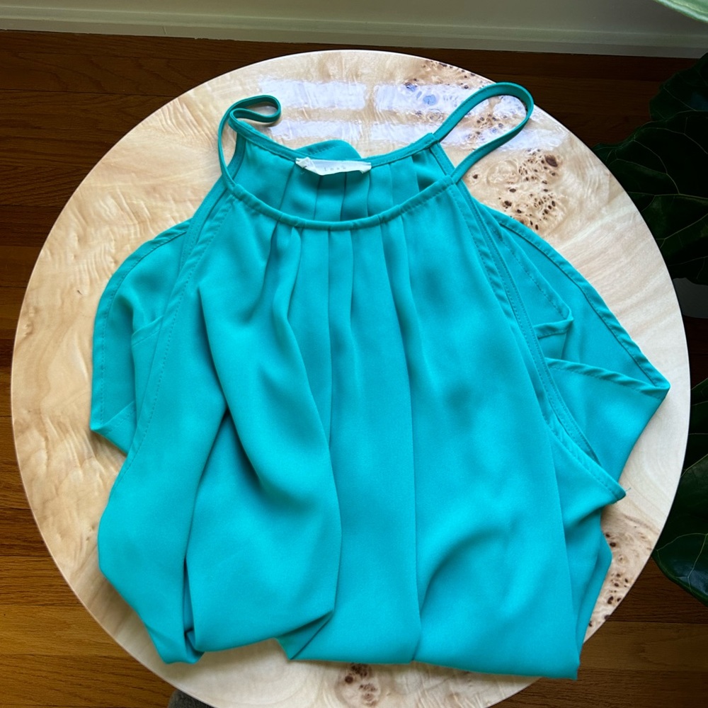 Lush Apricot Lane Teal Dress Tank Top